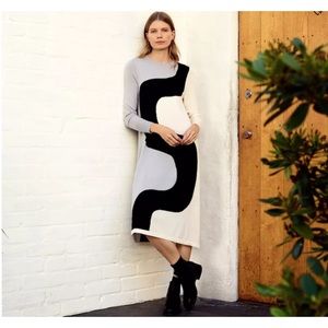 Marimekko x Uniqlo knit graphic squiggle midi dress (NWT)